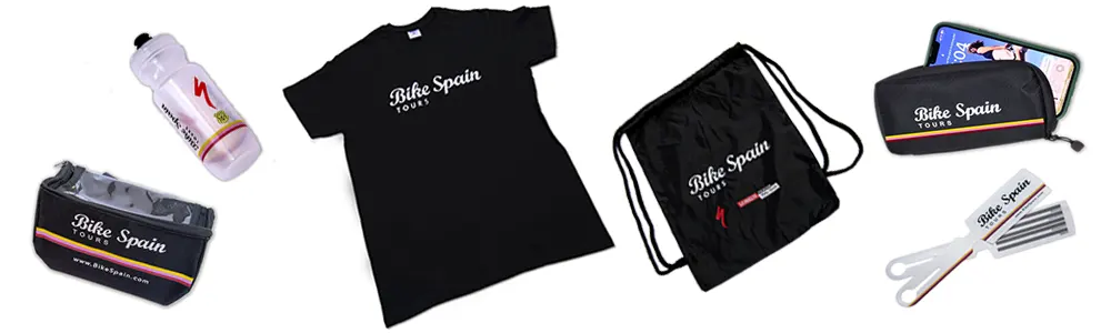 T-Shirt, luggage tags, handle bar bag, water bottle, Phone bag, sport pack